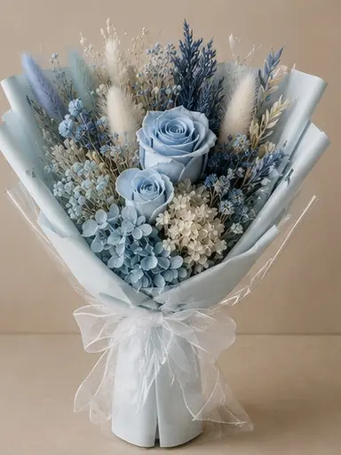 Blue Gift Box — blue preserved bouquet