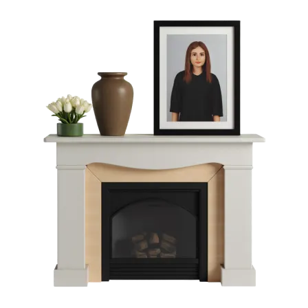 Floral arrangement on a memorial mantelpiece
