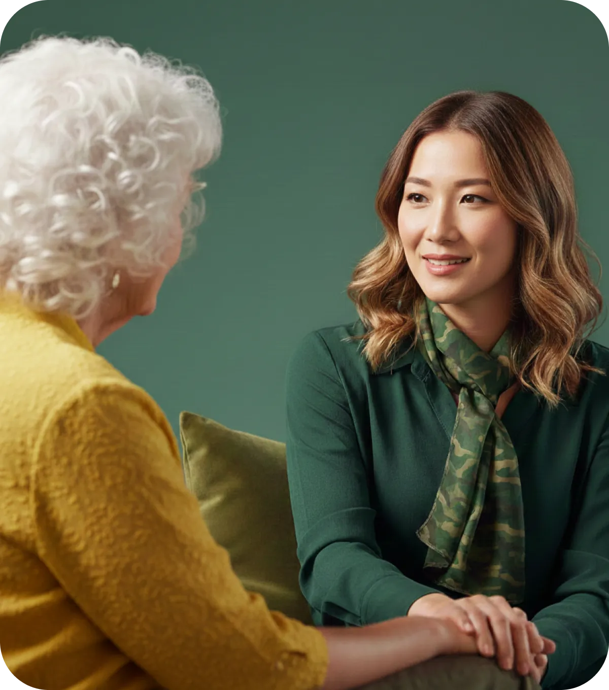 Funeral director speaking with a family member