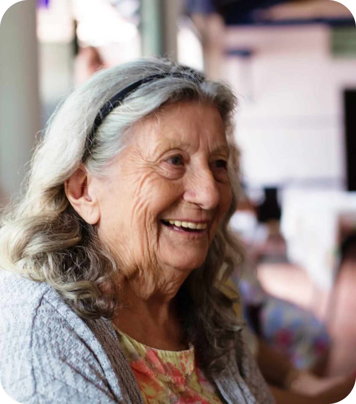 A smiling grandmother