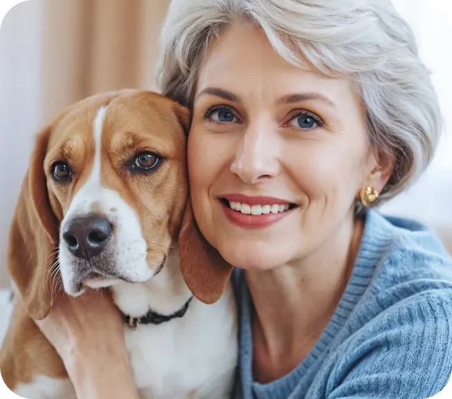 Woman holding her pet